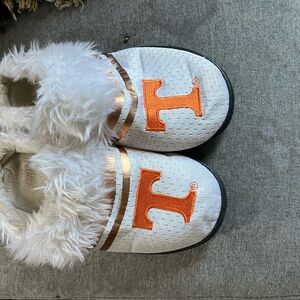 Cozy White and Orange Fluffy Slippers